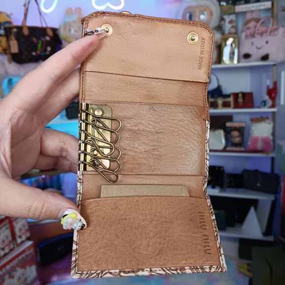 Rare Miu Miu Vintage Brown Floral Boho Key Case Wallet - Picture 5 of 7